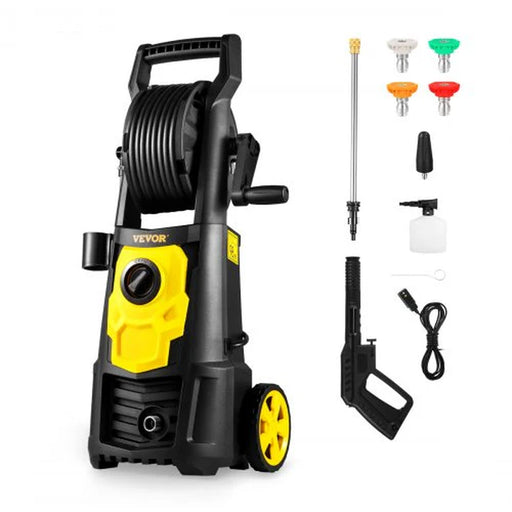 VEVOR Electric Pressure Washer, 2000 PSI, Max. 1.76 GPM Power Washer with 30 Ft Hose, 5 Quick Connect Nozzles, Foam Cannon, Portable to Clean Patios, Cars, Fences, Driveways, ETL Listed