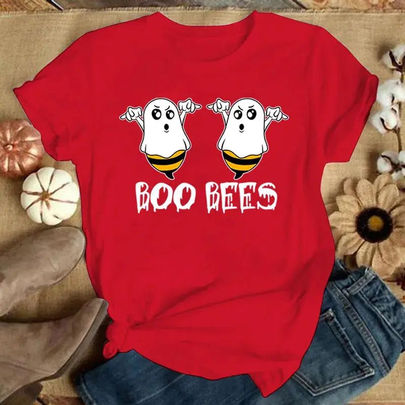 Funny Boo Bees Graphic Tee - Summer Casual Short Sleeve T-Shirt for Women - Lacatang Shop