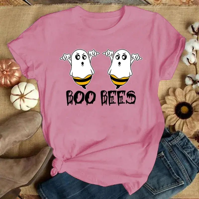 Funny Boo Bees Graphic Tee - Summer Casual Short Sleeve T-Shirt for Women - Lacatang Shop