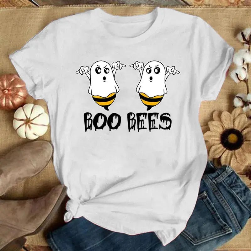 Funny Boo Bees Graphic Tee - Summer Casual Short Sleeve T-Shirt for Women - Lacatang Shop