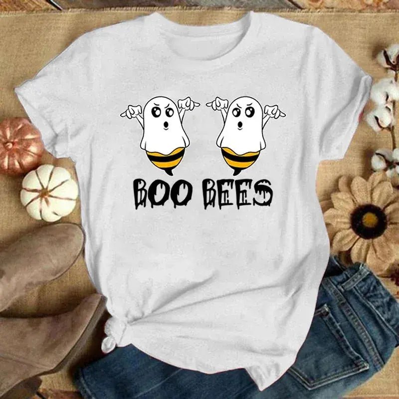 Funny Boo Bees Graphic Tee - Summer Casual Short Sleeve T-Shirt for Women - Lacatang Shop