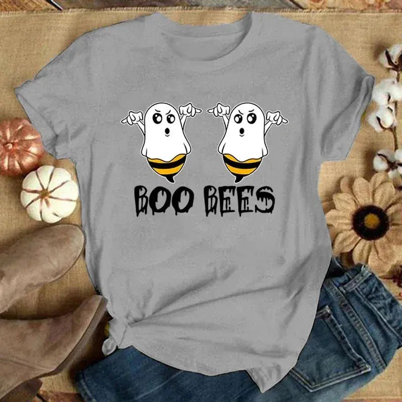 Funny Boo Bees Graphic Tee - Summer Casual Short Sleeve T-Shirt for Women - Lacatang Shop