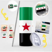 Funny Sticker Flag Map Of Syria Car Party Supplies Arab Republic Syria Three Star Flag Stainless Steel Thermos Cup Party Sticker - Lacatang Shop