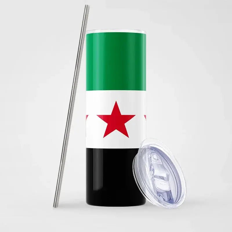 Funny Sticker Flag Map Of Syria Car Party Supplies Arab Republic Syria Three Star Flag Stainless Steel Thermos Cup Party Sticker - Lacatang Shop