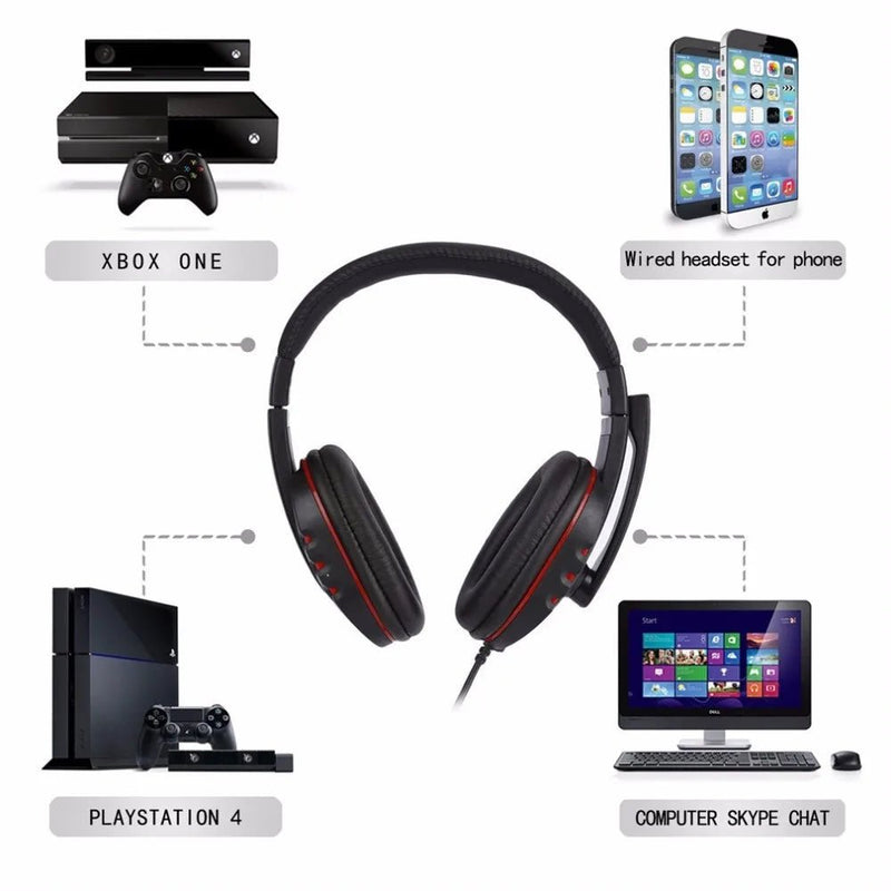 Gaming Headset 3.5mm Wired Over - Head Gamer Headphone With Microphone Volume Control Gamer Earphone Headset For Xbox PS4 PC - Lacatang Shop
