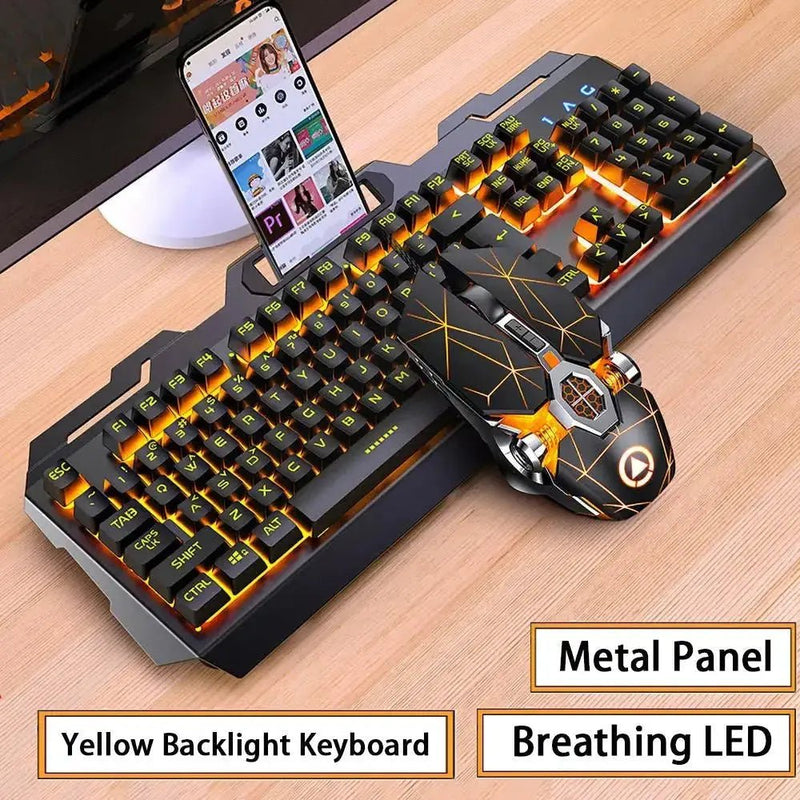 Gaming Keyboard and Mouse Combos Backlit RGB LED USB 104 Key Wired Mechanical Feeling Keyboard Mice For Gaming PC Laptop Office - Lacatang Shop