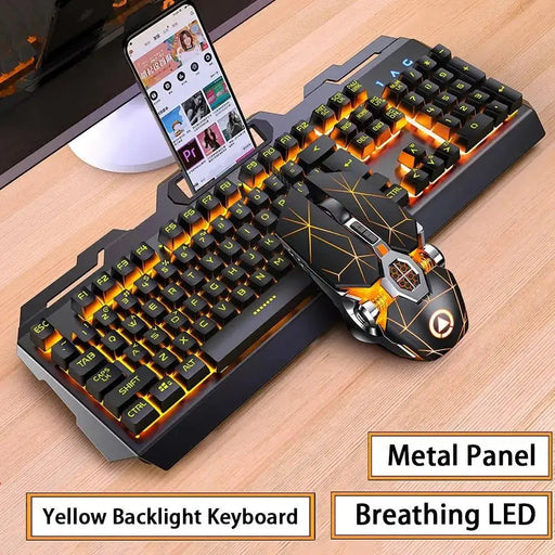 Gaming Keyboard and Mouse Combos Backlit RGB LED USB 104 Key Wired Mechanical Feeling Keyboard Mice For Gaming PC Laptop Office - Lacatang Shop