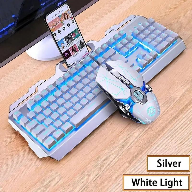 Gaming Keyboard and Mouse Combos Backlit RGB LED USB 104 Key Wired Mechanical Feeling Keyboard Mice For Gaming PC Laptop Office - Lacatang Shop