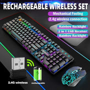 Gaming Mechanical Keyboard Feel Rainbow LED Backlight USB Keyboard and Mouse Set Ergonomic for PC Laptop Computer Gamer - Lacatang Shop