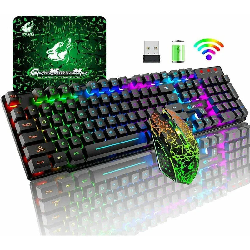 Gaming Mechanical Keyboard Feel Rainbow LED Backlight USB Keyboard and Mouse Set Ergonomic for PC Laptop Computer Gamer - Lacatang Shop