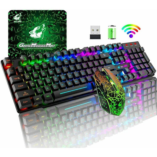 Gaming Mechanical Keyboard Feel Rainbow LED Backlight USB Keyboard and Mouse Set Ergonomic for PC Laptop Computer Gamer - Lacatang Shop