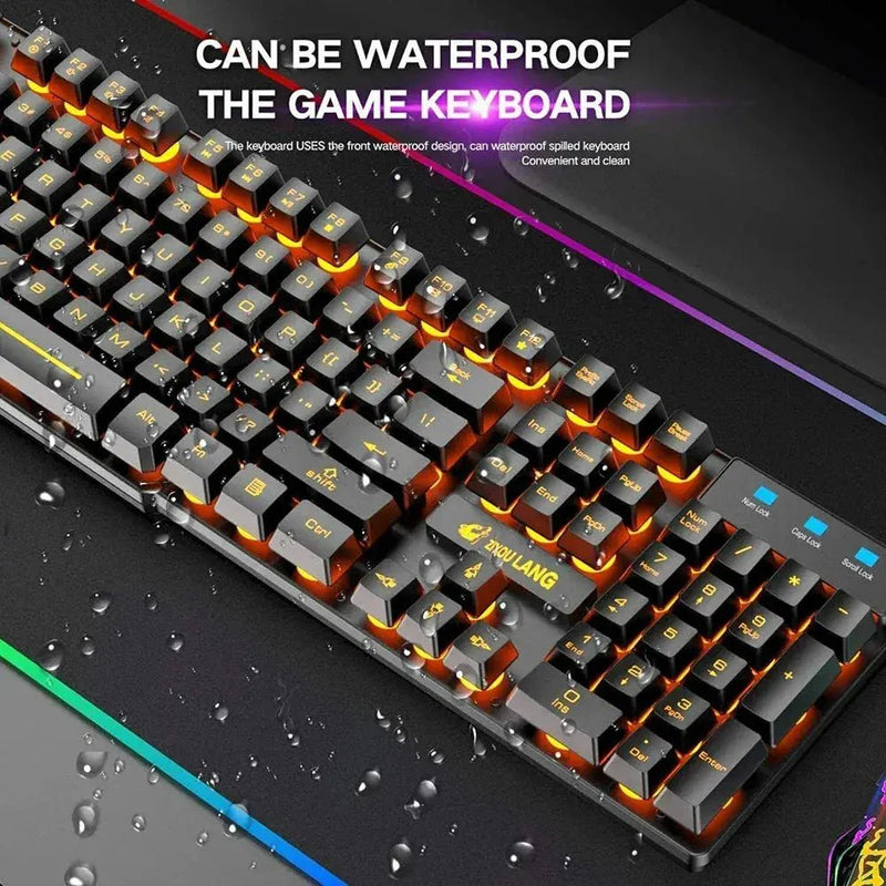 Gaming Mechanical Keyboard Feel Rainbow LED Backlight USB Keyboard and Mouse Set Ergonomic for PC Laptop Computer Gamer - Lacatang Shop