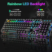 Gaming Mechanical Keyboard Feel Rainbow LED Backlight USB Keyboard and Mouse Set Ergonomic for PC Laptop Computer Gamer - Lacatang Shop