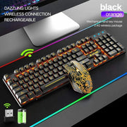 Gaming Mechanical Keyboard Feel Rainbow LED Backlight USB Keyboard and Mouse Set Ergonomic for PC Laptop Computer Gamer - Lacatang Shop