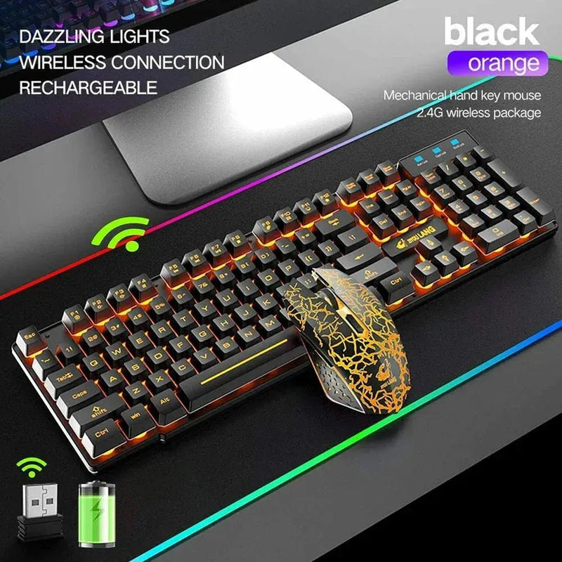 Gaming Mechanical Keyboard Feel Rainbow LED Backlight USB Keyboard and Mouse Set Ergonomic for PC Laptop Computer Gamer - Lacatang Shop