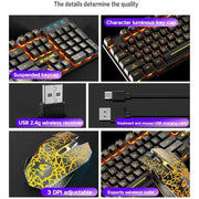 Gaming Mechanical Keyboard Feel Rainbow LED Backlight USB Keyboard and Mouse Set Ergonomic for PC Laptop Computer Gamer - Lacatang Shop