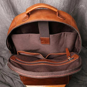 Genuine Leather Men Backpack 14 Inch Laptop Backpack Travel School Backpack Male Fashion Backpack Brown Cowhide Backpack - Lacatang Shop