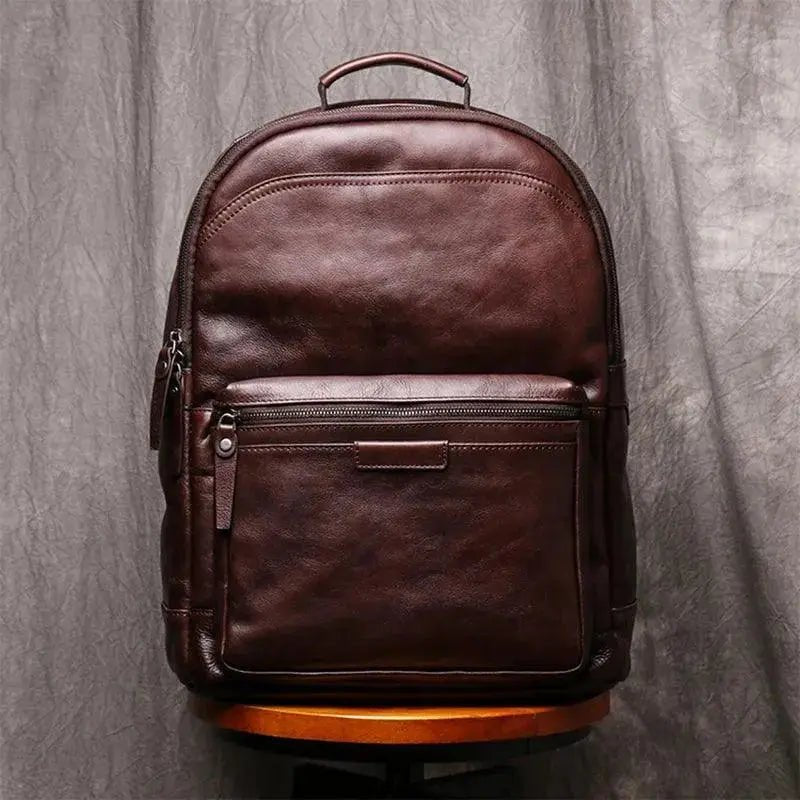 Genuine Leather Men Backpack - 14 Inch Laptop Travel School Backpack