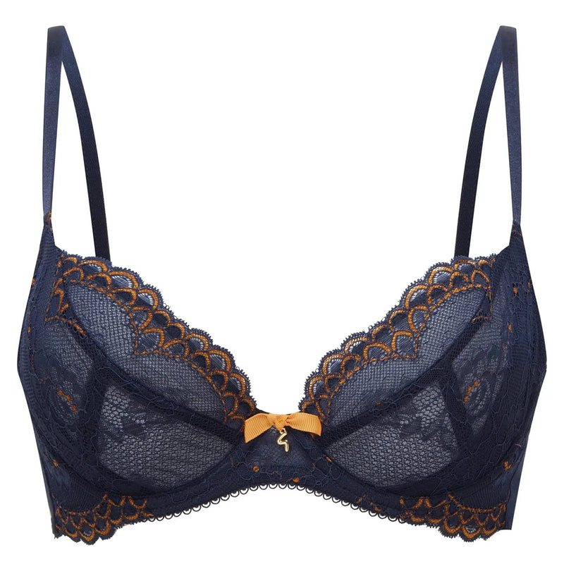 Gossard Superboost Lace Plunge Bra Midnight Blue Gold - Lacatang Shop