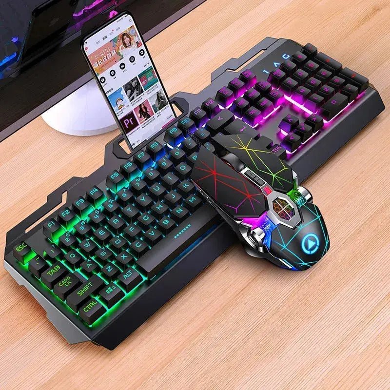 GX2 Wired Combination 104 Keys Mechanical Feel Keyboard and Mouse Replaceable Waterproof RGB Backlight Keyboard And Mouse Cover, - Lacatang Shop