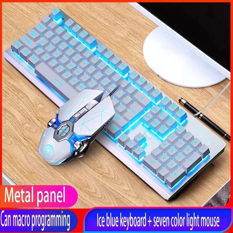 GX2 Wired Combination 104 Keys Mechanical Feel Keyboard and Mouse Replaceable Waterproof RGB Backlight Keyboard And Mouse Cover, - Lacatang Shop