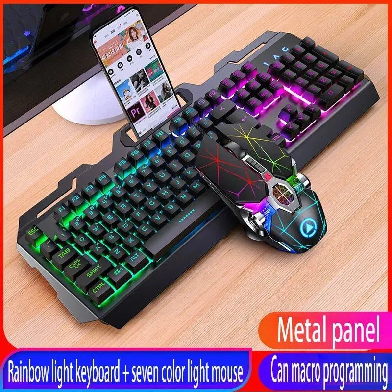 GX2 Wired Combination 104 Keys Mechanical Feel Keyboard and Mouse Replaceable Waterproof RGB Backlight Keyboard And Mouse Cover, - Lacatang Shop