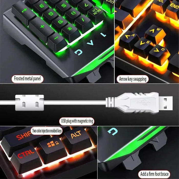 GX2 Wired Combination 104 Keys Mechanical Feel Keyboard and Mouse Replaceable Waterproof RGB Backlight Keyboard And Mouse Cover, - Lacatang Shop