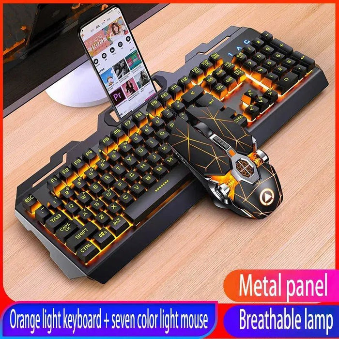 GX2 Wired Combination 104 Keys Mechanical Feel Keyboard and Mouse Replaceable Waterproof RGB Backlight Keyboard And Mouse Cover, - Lacatang Shop