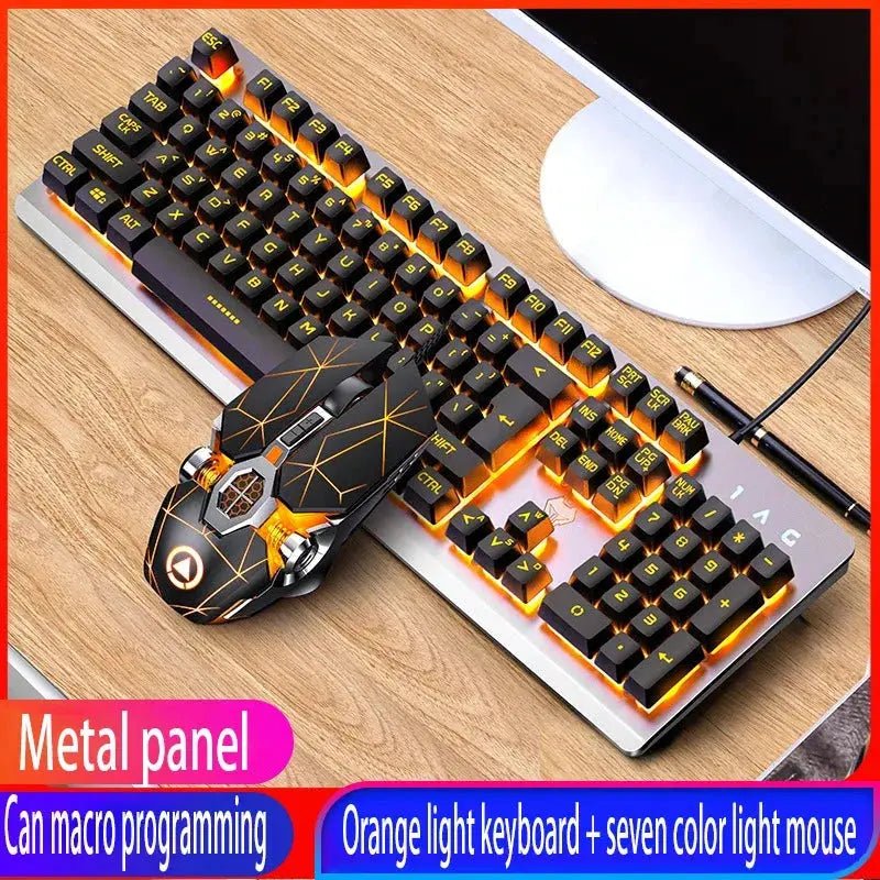 GX2 Wired Combination 104 Keys Mechanical Feel Keyboard and Mouse Replaceable Waterproof RGB Backlight Keyboard And Mouse Cover, - Lacatang Shop