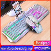 GX2 Wired Combination 104 Keys Mechanical Feel Keyboard and Mouse Replaceable Waterproof RGB Backlight Keyboard And Mouse Cover, - Lacatang Shop