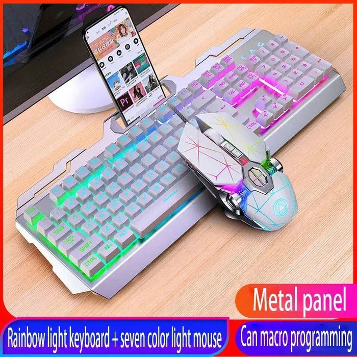 GX2 Wired Combination 104 Keys Mechanical Feel Keyboard and Mouse Replaceable Waterproof RGB Backlight Keyboard And Mouse Cover, - Lacatang Shop