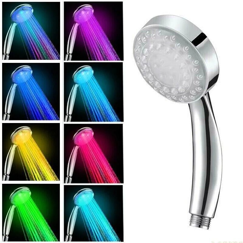 Handheld 7 Color Changing LED Light Water Bath Home Bathroom Shower Head Glow - Lacatang Shop