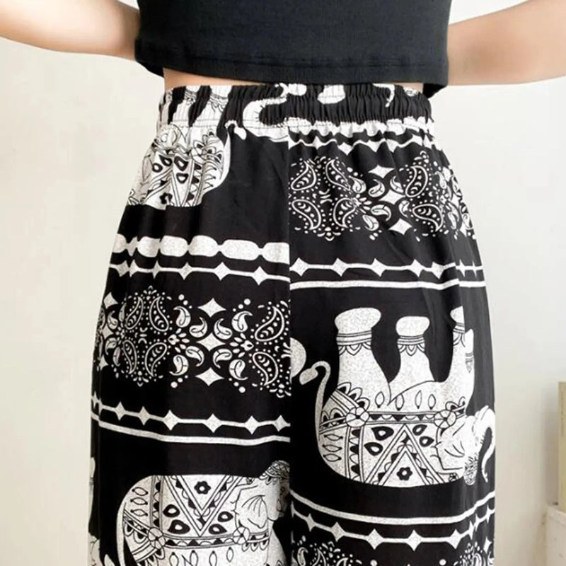 Harem Pants Women High Waist Outfits Hippy Boho Trousers for Women Wide Leg Hippie Pants for Female Women Ladies Summer - Lacatang Shop