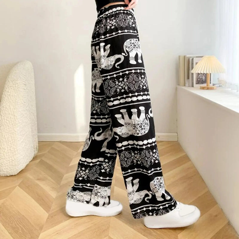 Harem Pants Women High Waist Outfits Hippy Boho Trousers for Women Wide Leg Hippie Pants for Female Women Ladies Summer - Lacatang Shop