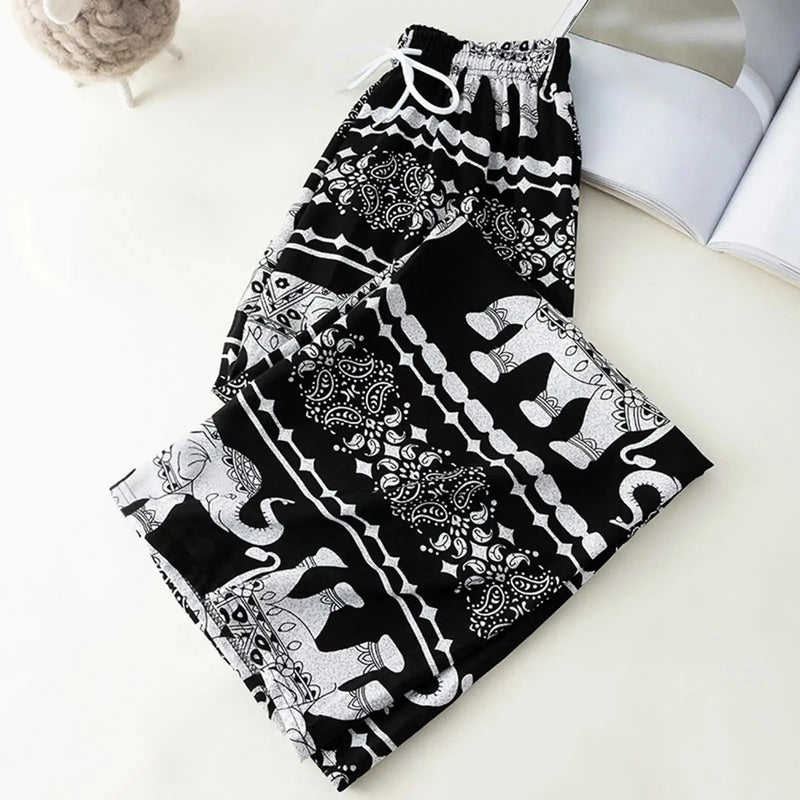Harem Pants Women High Waist Outfits Hippy Boho Trousers for Women Wide Leg Hippie Pants for Female Women Ladies Summer - Lacatang Shop