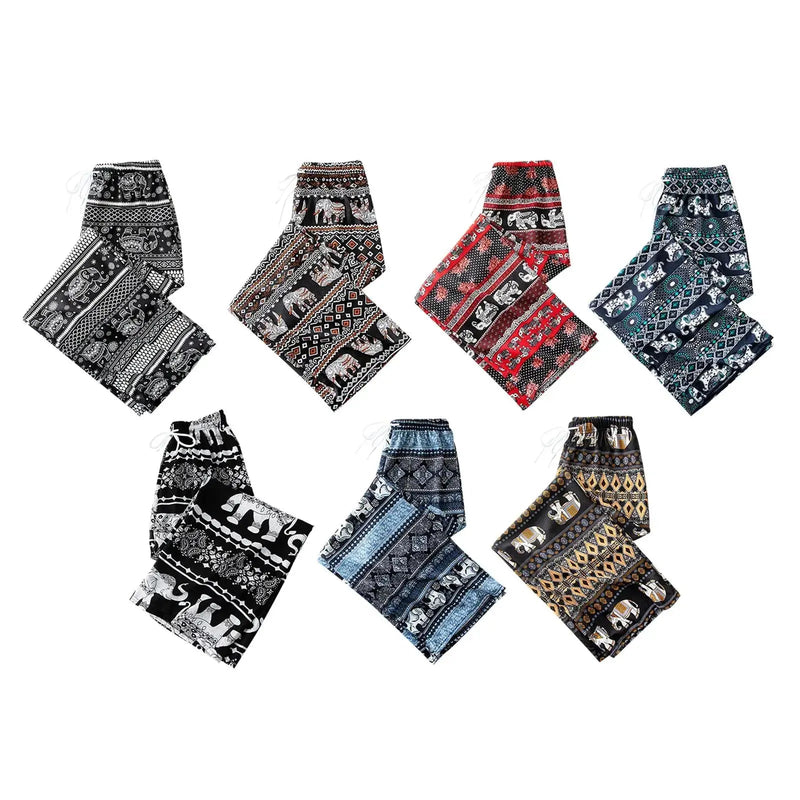 Harem Pants Women High Waist Outfits Hippy Boho Trousers for Women Wide Leg Hippie Pants for Female Women Ladies Summer - Lacatang Shop