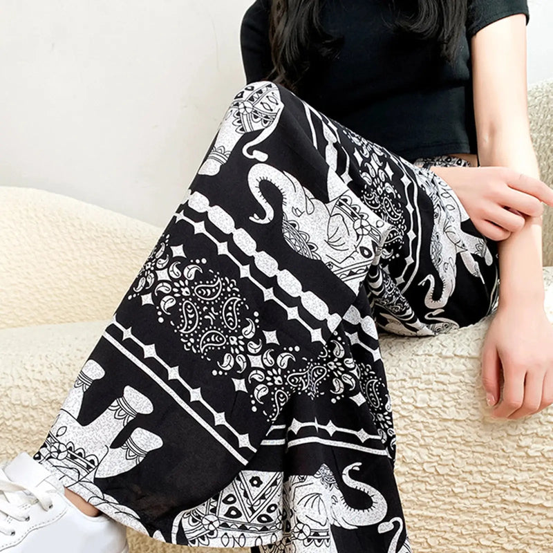 Harem Pants Women High Waist Outfits Hippy Boho Trousers for Women Wide Leg Hippie Pants for Female Women Ladies Summer - Lacatang Shop