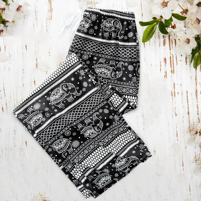 Harem Pants Women High Waist Outfits Hippy Boho Trousers for Women Wide Leg Hippie Pants for Female Women Ladies Summer - Lacatang Shop