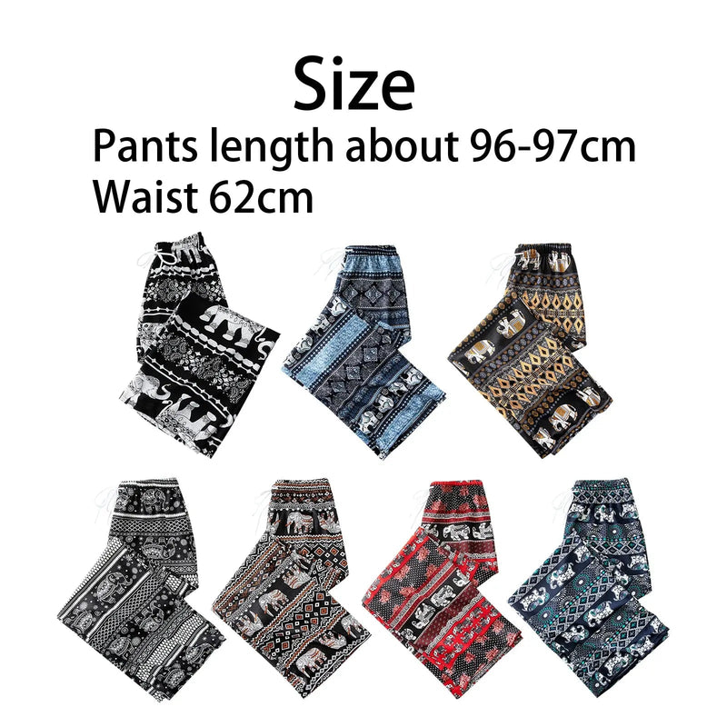 Harem Pants Women High Waist Outfits Hippy Boho Trousers for Women Wide Leg Hippie Pants for Female Women Ladies Summer - Lacatang Shop