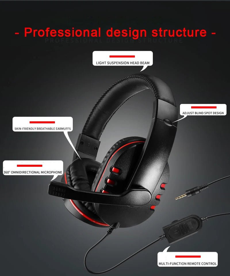 Headphones 3.5MM Wired Gaming Headset Earphones Music For PS4 Play Station 4 Game PC Chat Computer With Microphone - Lacatang Shop