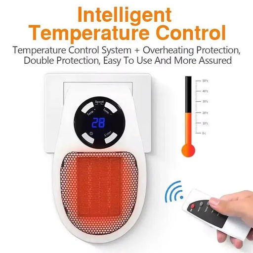Heater Portable Electric Heater Plug - in Wall Mounted Room Heater Home Appliances Heating Stove Mini Radiator Remote Heater 500W - Lacatang Shop