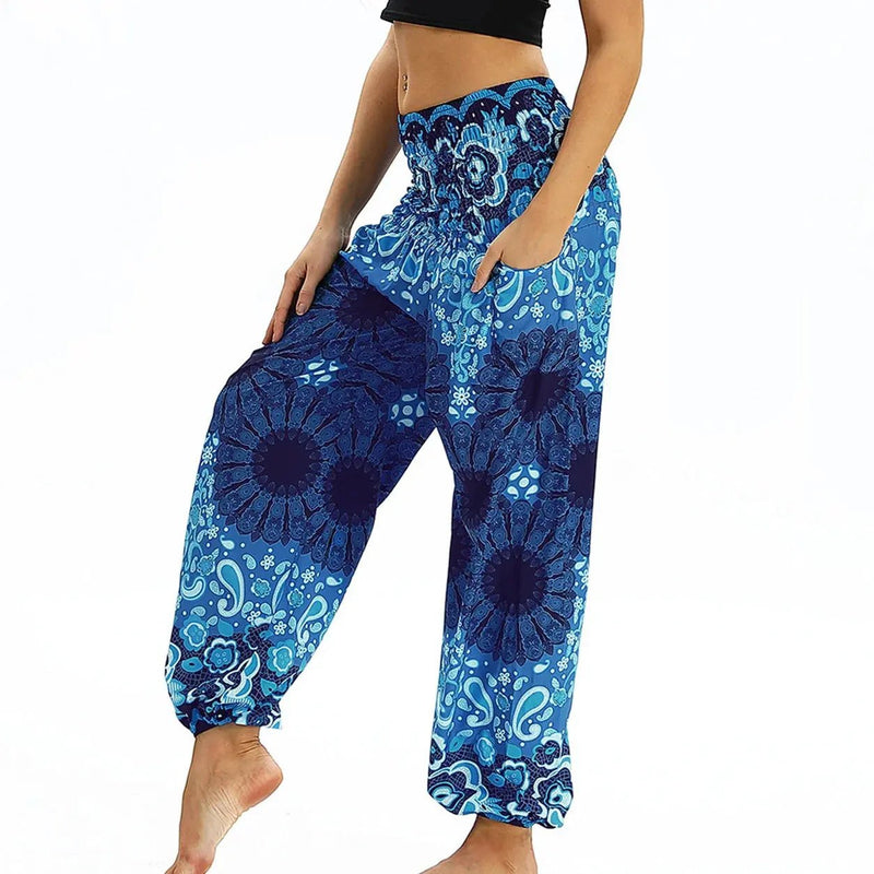 High Waist Bloomer Pants Relaxed Fit Jogger Harem Pants Thai Pants for Beach & Lounge Yoga Boho Clothes Loose Pants - Lacatang Shop
