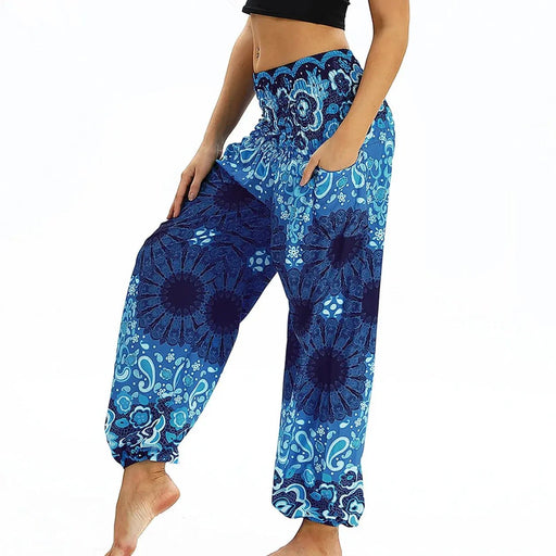 High Waist Bloomer Pants Relaxed Fit Jogger Harem Pants Thai Pants for Beach & Lounge Yoga Boho Clothes Loose Pants - Lacatang Shop