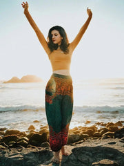 High Waist Bloomer Pants Relaxed Fit Jogger Harem Pants Thai Pants for Beach & Lounge Yoga Boho Clothes Loose Pants - Lacatang Shop