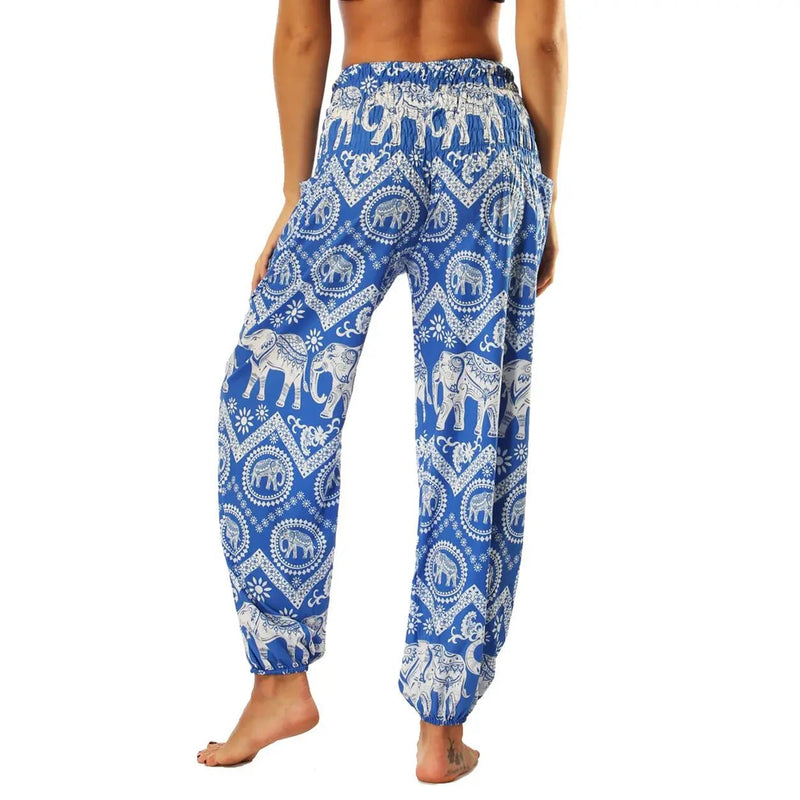High Waist Bloomer Pants Relaxed Fit Jogger Harem Pants Thai Pants for Beach & Lounge Yoga Boho Clothes Loose Pants - Lacatang Shop