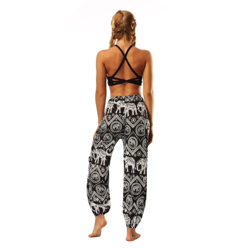 High Waist Bloomer Pants Relaxed Fit Jogger Harem Pants Thai Pants for Beach & Lounge Yoga Boho Clothes Loose Pants - Lacatang Shop