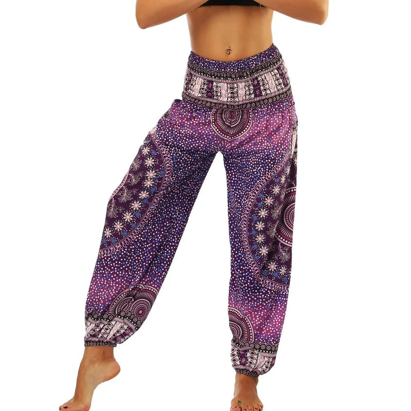 High Waist Bloomer Pants Relaxed Fit Jogger Harem Pants Thai Pants for Beach & Lounge Yoga Boho Clothes Loose Pants - Lacatang Shop