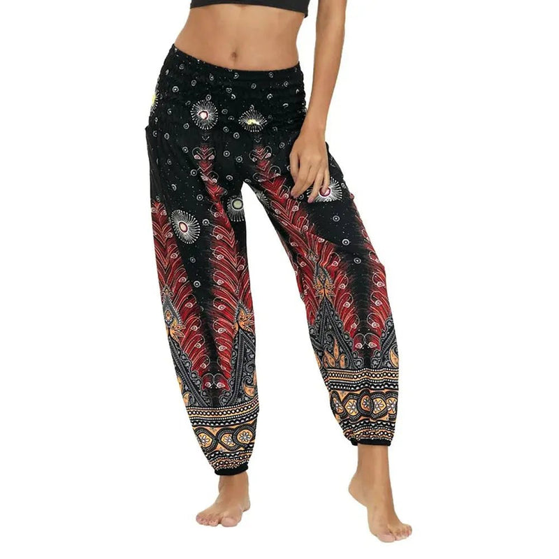 High Waist Bloomer Pants Relaxed Fit Jogger Harem Pants Thai Pants for Beach & Lounge Yoga Boho Clothes Loose Pants - Lacatang Shop