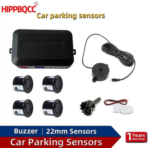 HIPPBQCC Car Parking Sensor Kit 4 Sensors Buzzer 22mm Reverse Backup Radar Sound Alert Indicator Probe System 12V Free Shipping - Lacatang Shop
