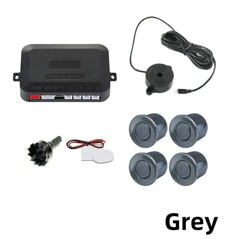 HIPPBQCC Car Parking Sensor Kit 4 Sensors Buzzer 22mm Reverse Backup Radar Sound Alert Indicator Probe System 12V Free Shipping - Lacatang Shop